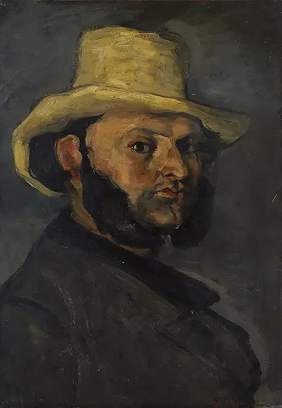 Man with a Straw Hat in Detail Paul Cezanne